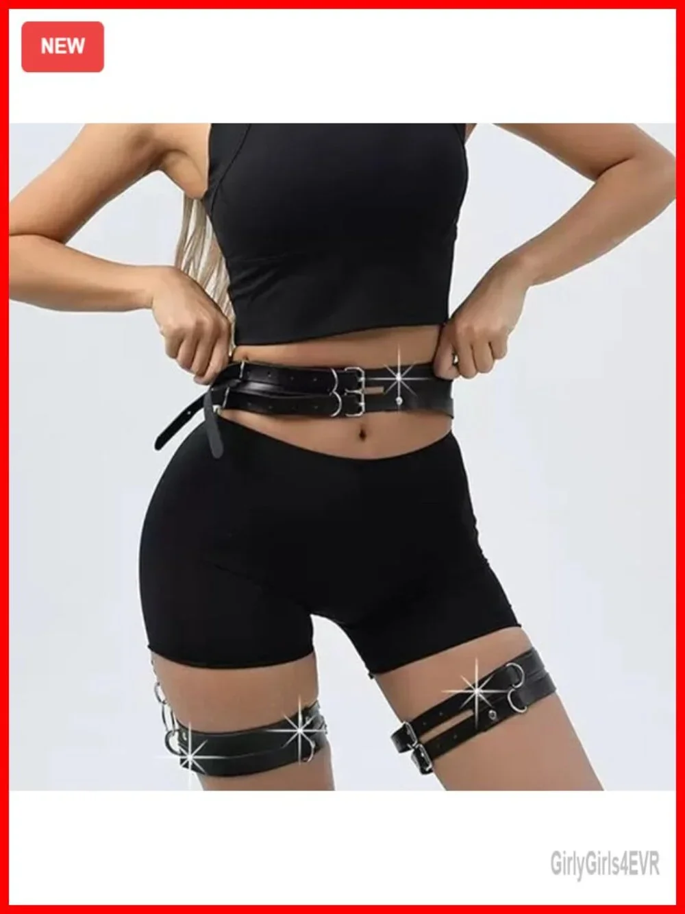 PU Leather Thigh Harness Punk Adjustable for Halloween Party Nightclub